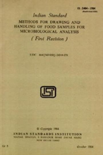 IS 5404 (1984): Methods for Drawing and Handling of Food .